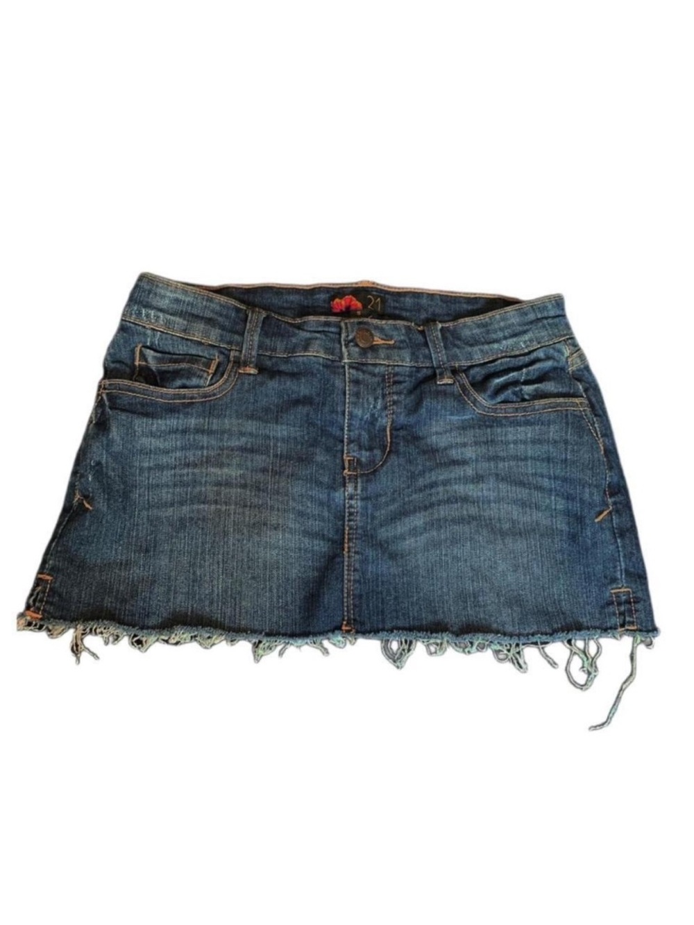 Vintage Y2K Forever 21 Low Rise Raw Hem Denim Mini Skirt - Size S